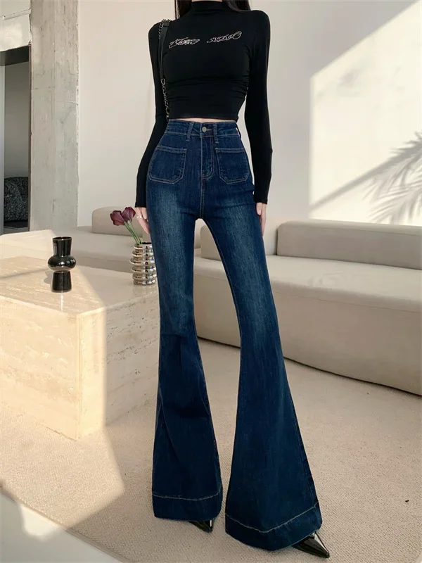 

Women's Bootcut Flare Denin Jeans,Stretch High Waisted Classic Blue Jean Bell Bottom,Long Pants with Flared Korean y2k clothing