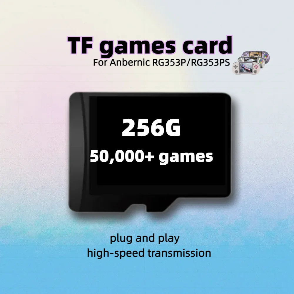TF Retro Game Card For Anbernic RG353P RG353PS PS1 PSP SEGA N64 NDS FBNEO GBA GBC GB SFC SMC MSX PCE 512G 100000+ Games 256G