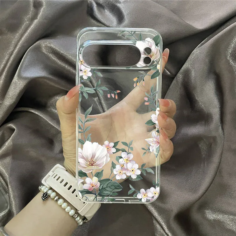 Beautiful Flowers Phone Case For Google Pixel 8A 9 Pro XL 8 Pro 10 7 6A 5G Luxury Floral Pattern Transparent Soft TPU Cover Capa - 4