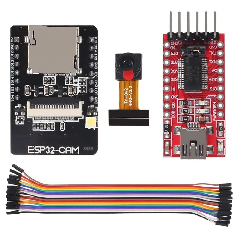 

ESP32-CAM Wifi + Bluetooth модуль Wifi ESP32 макетная плата с модулем камеры OV2640 2MP + 20-контактный Джампер провод