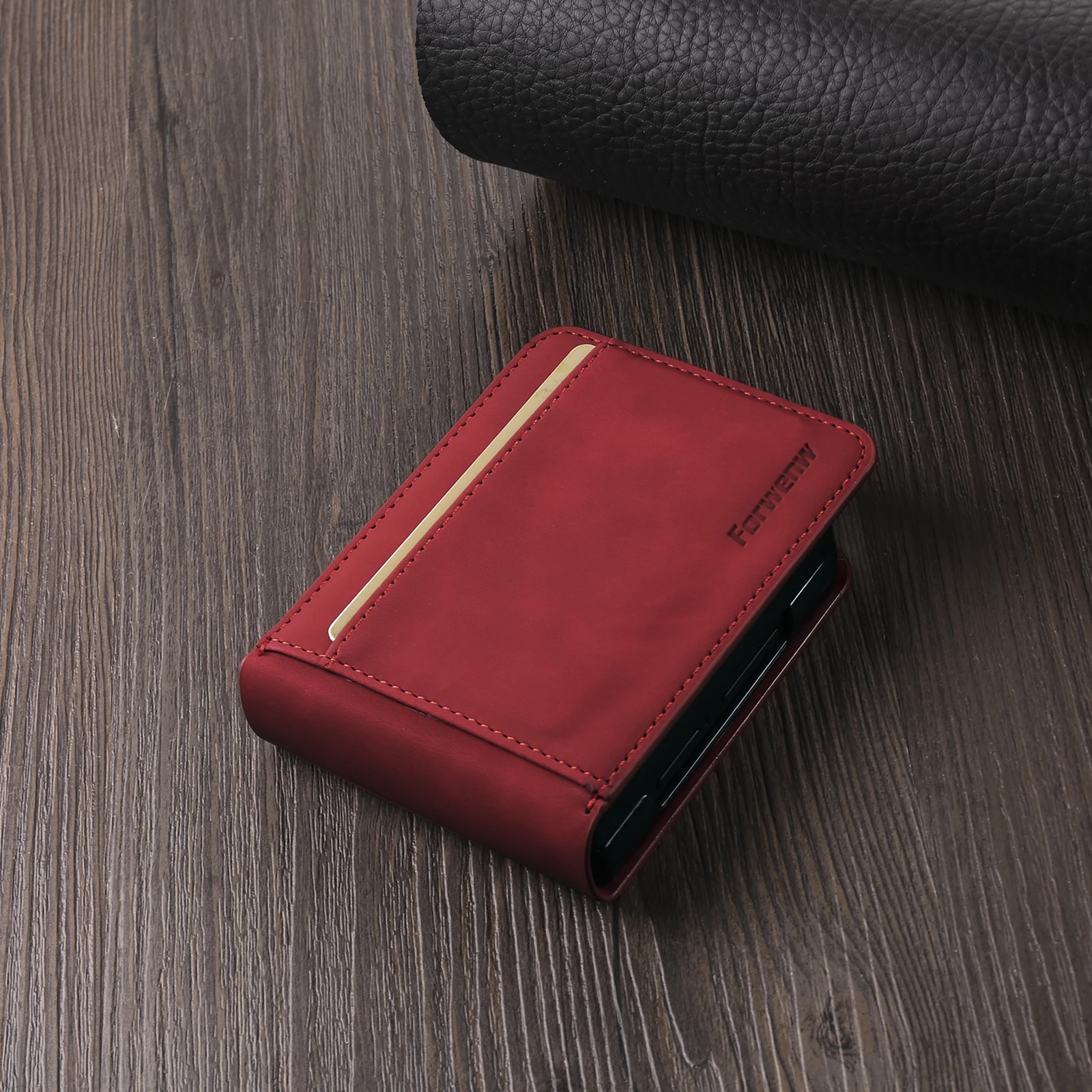 Vintage-Style Luxury Leather Flip Phone Case with Wallet and Magnetic Closure