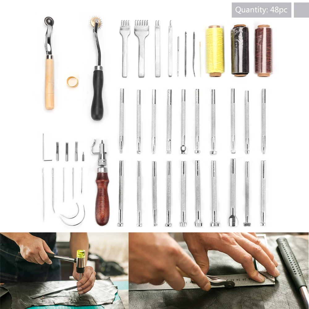 Professional DIY Leather Craft Tool Set Beginner Leather Work Kit for Hand  Sewing Stitching Stamping Saddle Carving - AliExpress