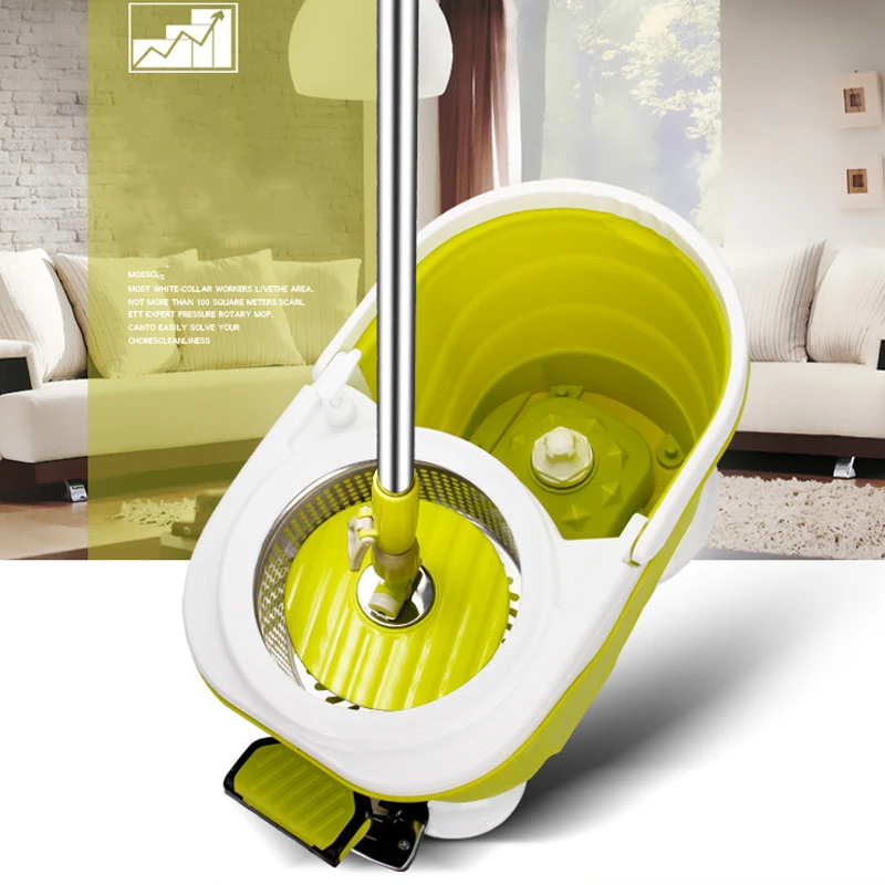 Spin Mop e balde com conjunto Wringer, Pedal Spinning Mop, Sistema de limpeza de piso para madeira, piso laminado