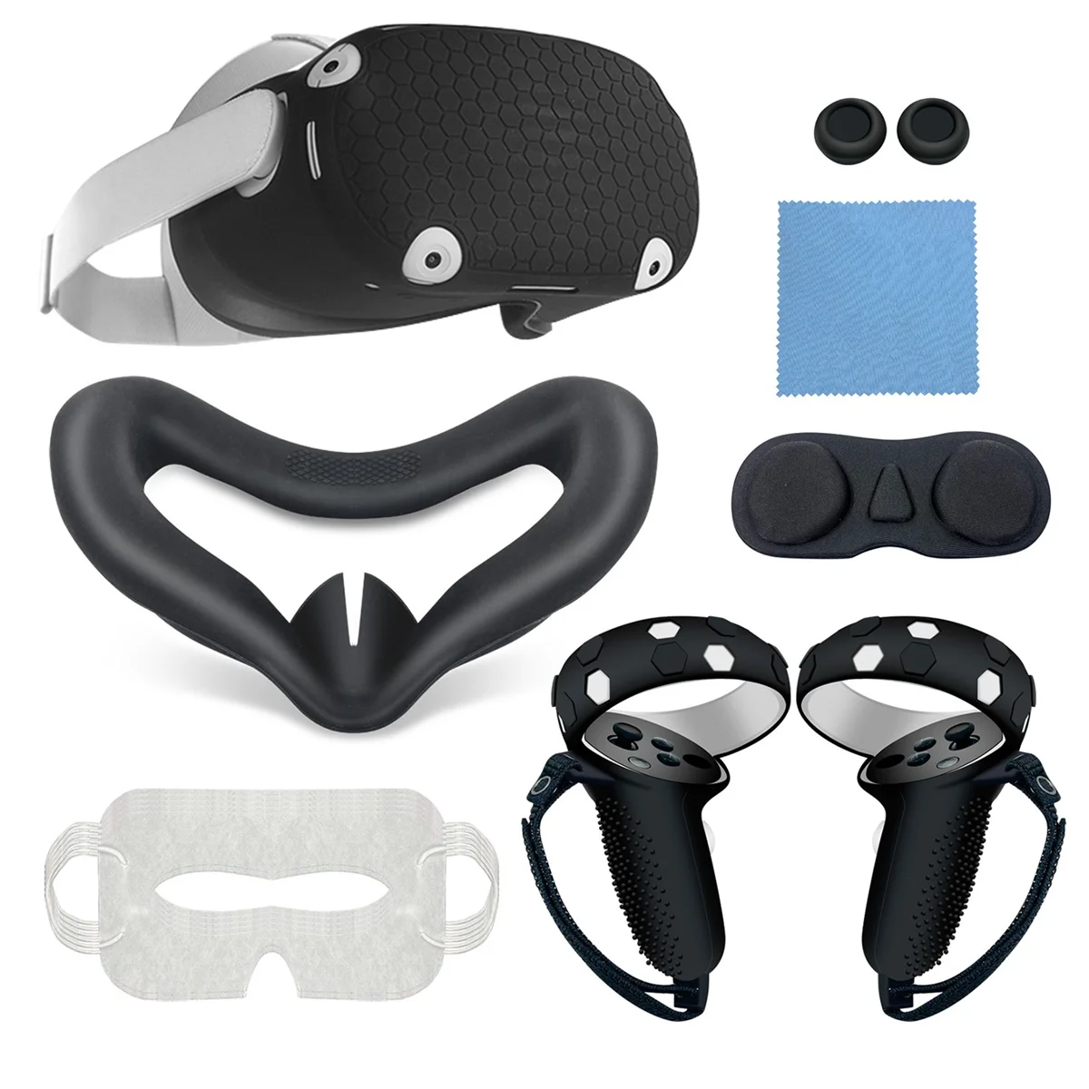 

Силиконовый защитный чехол, оболочка для Oculus Quest 2, гарнитура виртуальной реальности, чехол для лица, Накладка для глаз, рукоятка, аксессуары виртуальной реальности, черный
