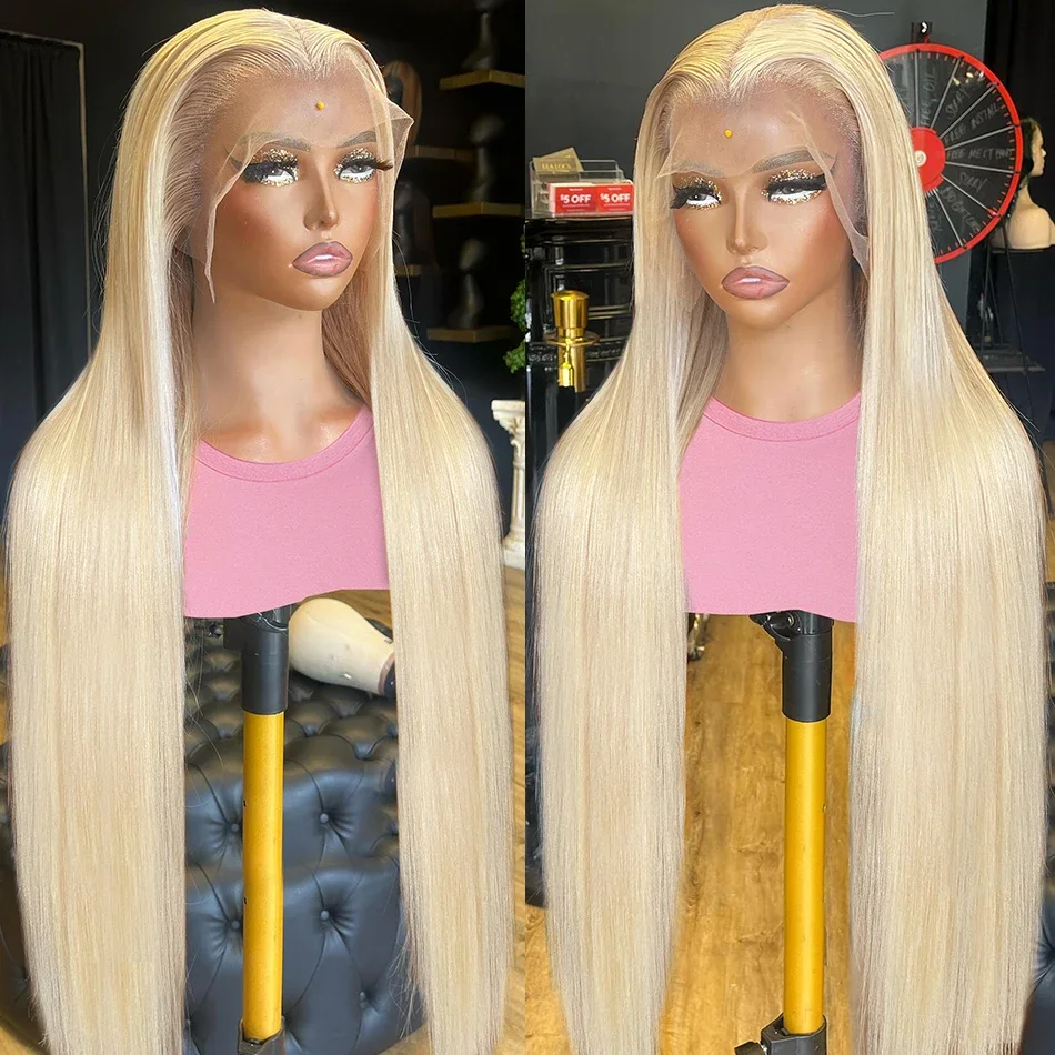 

13x4 Straight 613 Honey Blonde Lace Front Human Hair Wig Brazilian 30 34 Inch 180 Density 13x6 Pre Plucked Lace Frontal Wig