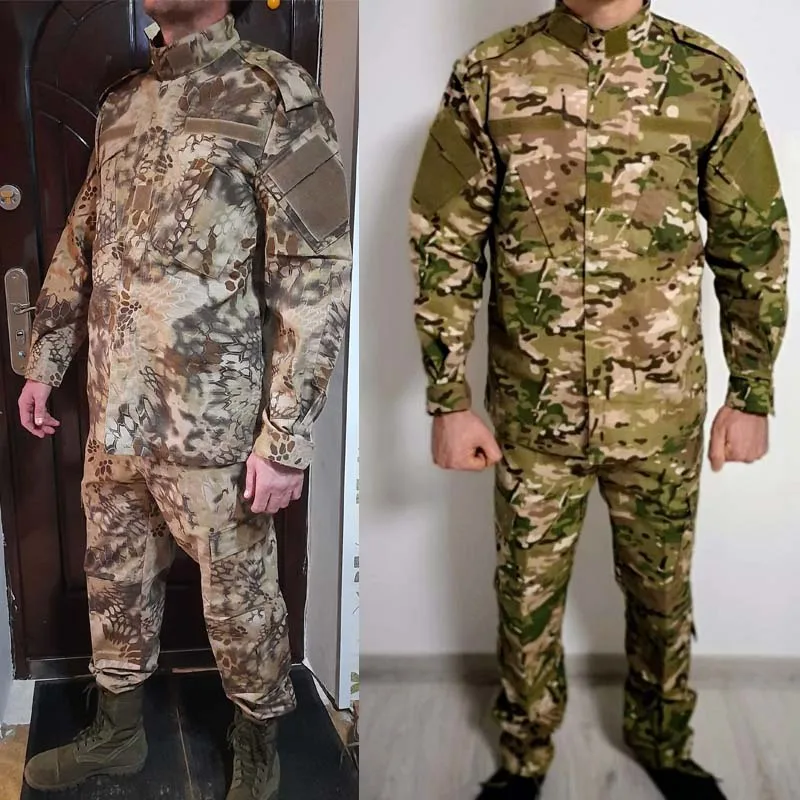Men Clothing Uniform Windproof Men Clothing Wear-resistant Outdoor Camo Tactical Suits Militar Hunting Suit Safari Coat+Pant Set