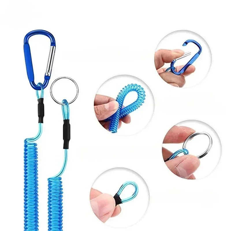 new 1pc Tactical Retractable Elastic Rope Anti-Lost Security Tool for Outdoor Hiking Camping Fishing Phone Keychain Lanyards