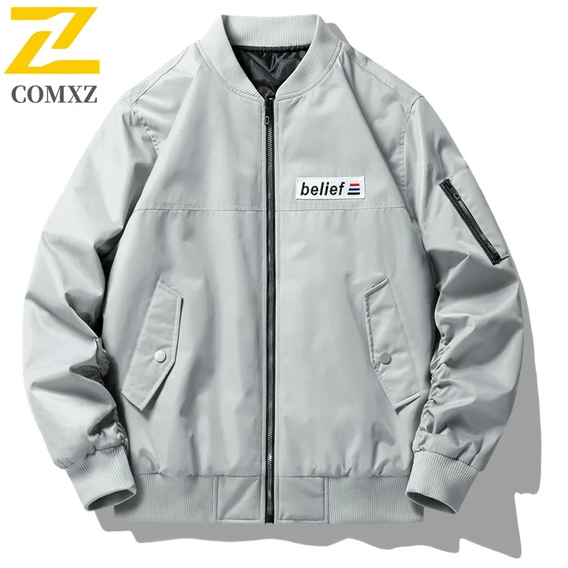 Men Vintage Bomber Jacket Embroidered Baseball Coat American Military Style Waterproof Windproof Loose Fit Spring Fall Outerwear