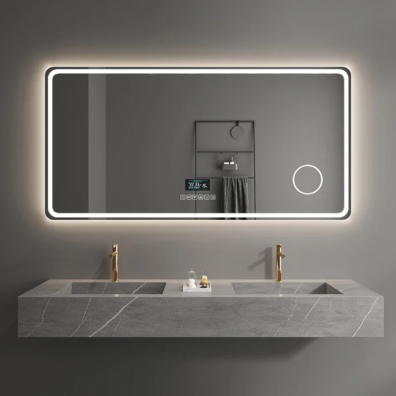 

Nordic Bluetooth Mirror Modern Illuminated Light Bathroom Mirror Smart Makeup Espelho Maquilhagem Com Led Bathroom Accessories