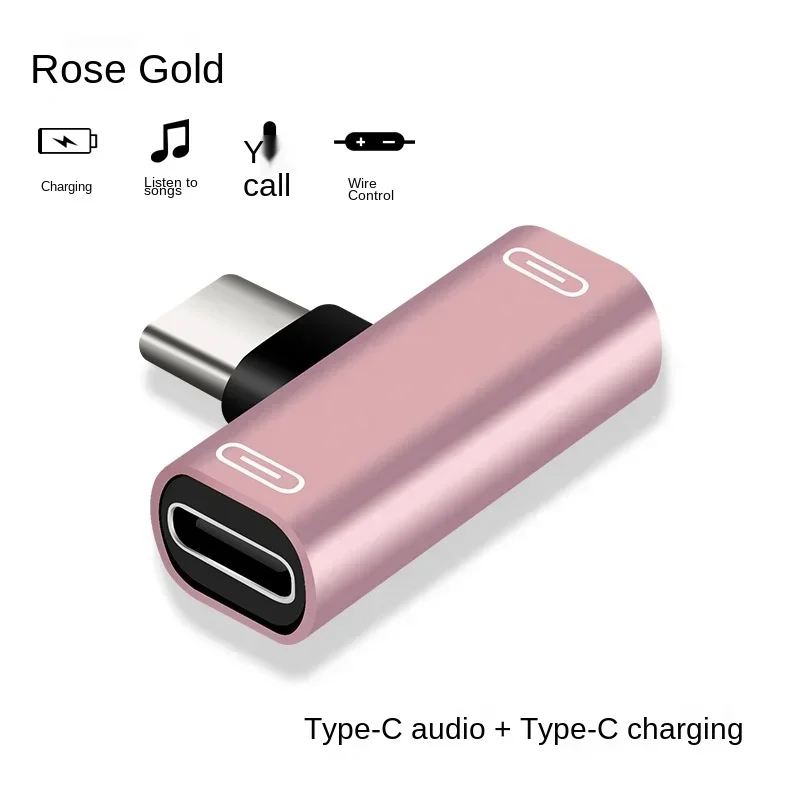 USB C타입 수-듀얼 C타입 암 헤드폰 충전기 어댑터 스플리터 컨버터, 2 in 1, 신제품