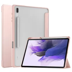 Enhanced Shockproof Silicone Protective Tablet Case with Hard PC+TPU Bumper - S9 Plus 12.4 inch (Pink)