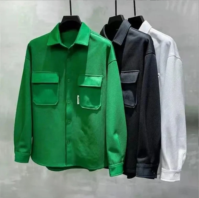 

Куртка с длинным рукавом Мужская модная Свободная трикотажная рубашка