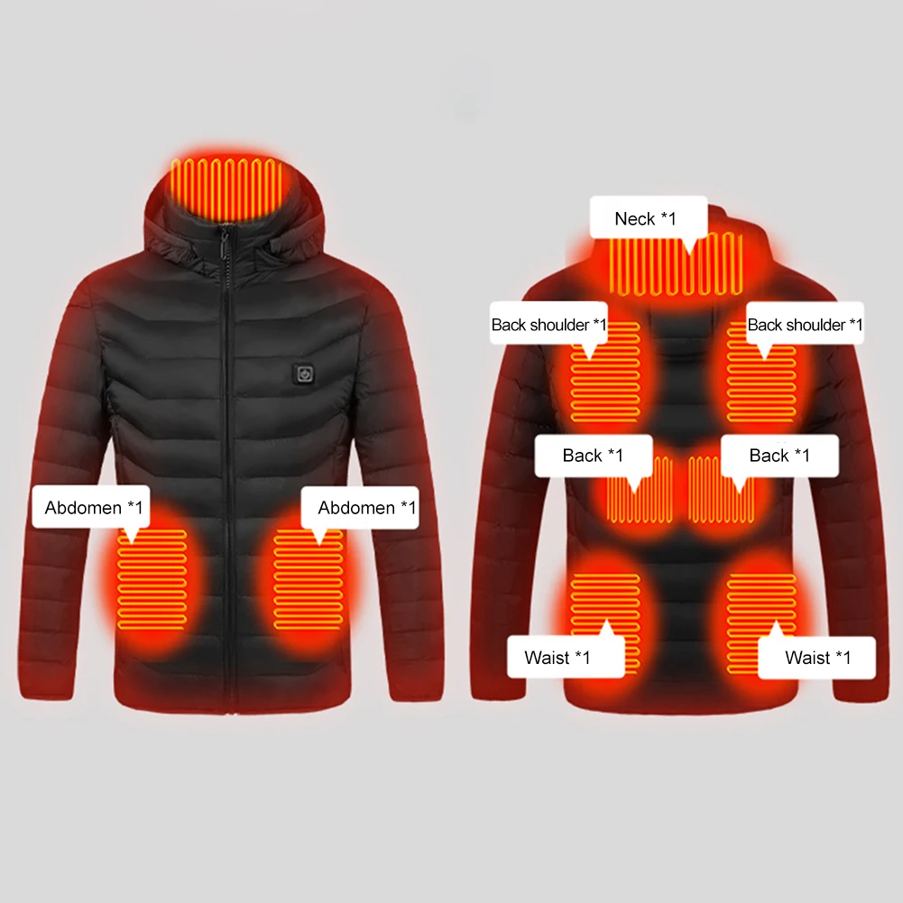 9 Heating Areas Vest Jacket Men Winter Electric Heated Vest Men USB Infrared Waistcoat S- 6XL For Sports Hiking Camping Unisex