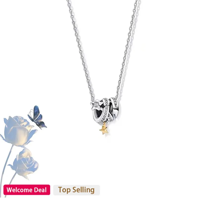 New Hot Selling High Quality Original Women's 925 Sterling Silver Heart Necklace Set DIY Pendant Jewelry Fashion Sweet Style