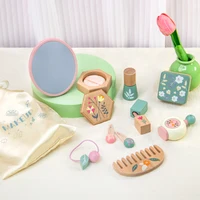 Wooden Pretend Play Makeup Toys Simulation Makeup  Set Girls MakeUp Dressing Table Cosmetics Toys Birthday Gifts For Children 2