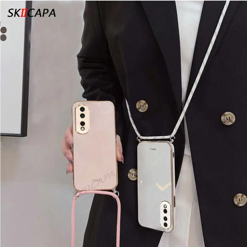 Elegant Crossbody Lanyard Silicone Phone Case with Necklace Chain