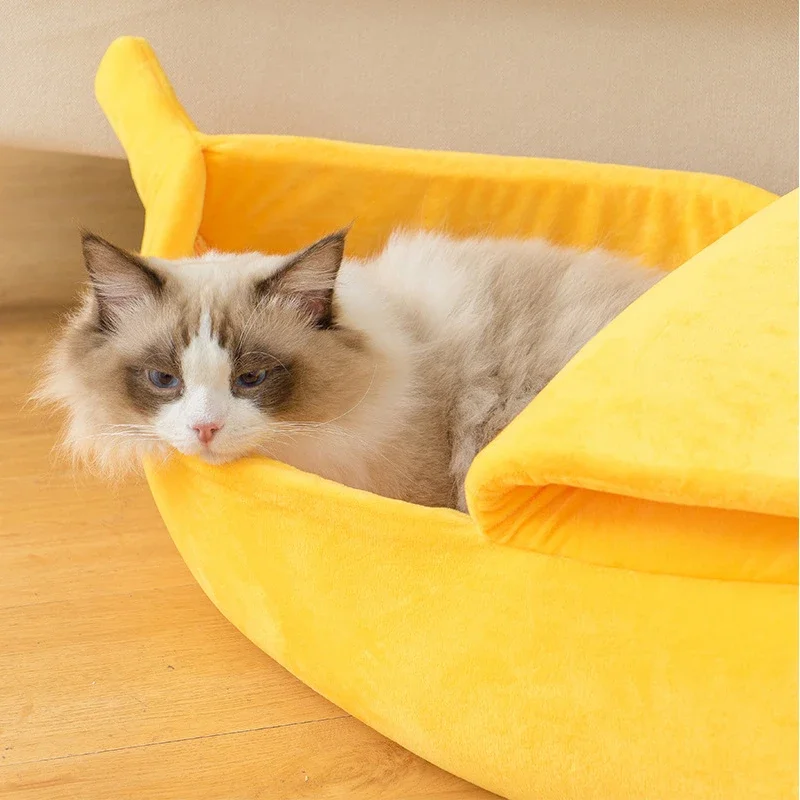 Banana pet bed Cat Bed House Funny Cute Cozy Cat Mat Beds Warm Durable Portable Pet Basket Kennel Dog Cushion Supplies Multicolor