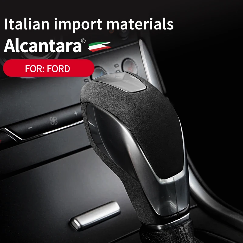 Alcantara Suede Car Gear Shift Knob Cover Decorative Sticker For Ford