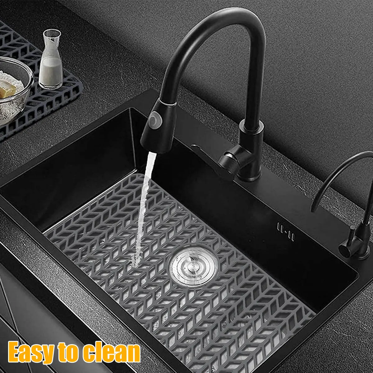 Silicone Sink Protector Kitchen Dishes Draining Bottom Sink Mat Heat-Resistant Grid Tableware Drying Pad Center Drain faucet mat kitchen faucet splash pad
