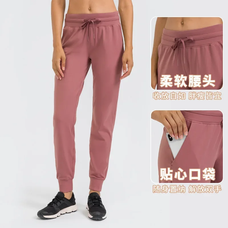 10 Colors Drawstring Pants Fitness Women Sweatpants with Two Side Pockets 4-Way Stretch Leggings Lady Stretchy Pants belle poque women vintage corduroy skirt midi high waist stretchy pencil skirt with bow knot business office lady workwear a30