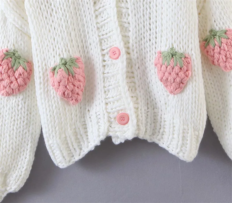 Kawaii Strawberry Knitted Cardigan Sweater - Limited Edition