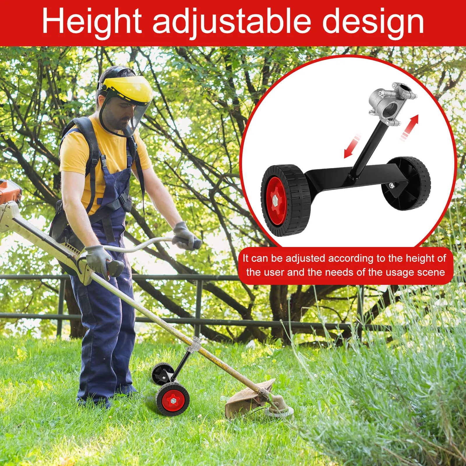 

New Lawn Mower Wheel Adjustable Weed Trimmer 26mm Auxiliary Wheels rack Portable Power Tools Accessories