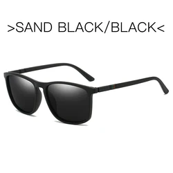 Men's Polarized Sports Sunglasses - Lightweight UV400 Protection Square Eyewear (C7 - Matte black)