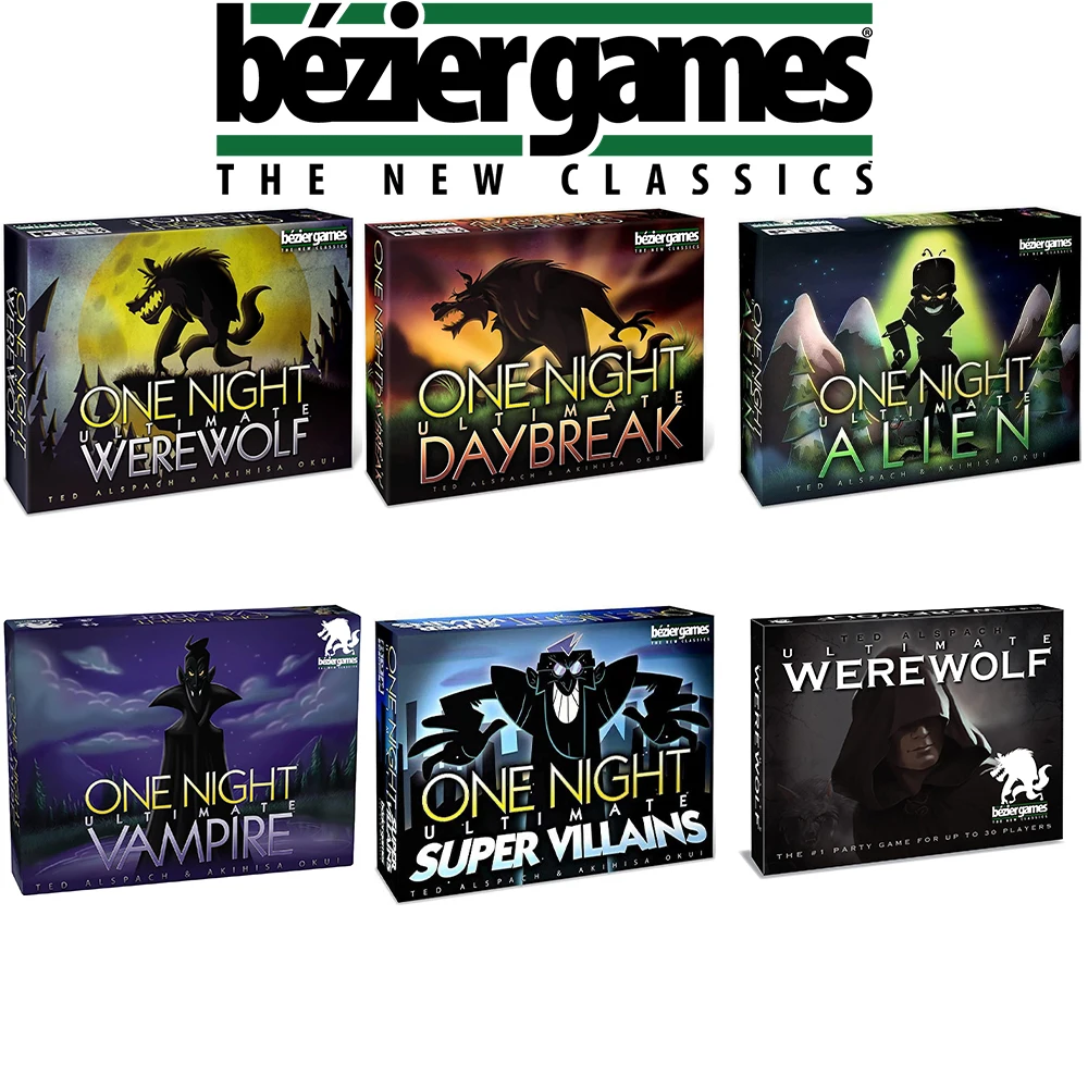 One Night Ultimate Werewolf Fun Party Card Game Daybreak Super Villains Revised Vampire Alien Edition Hidden Roles Deduction card games role playing game