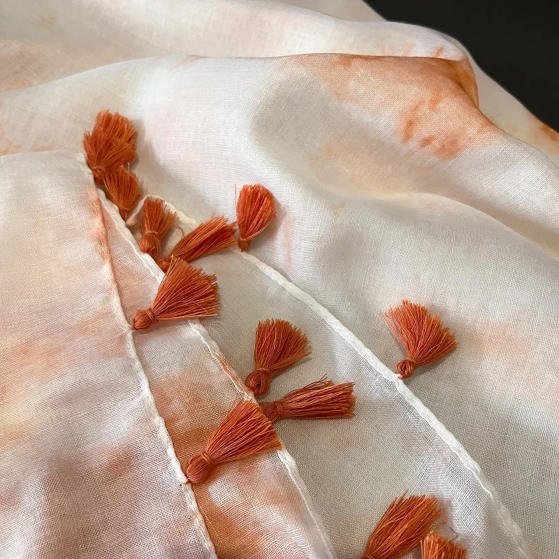 Einfache Ombre Tinte Malerei abstrakte Quaste Viskose Schal Schal Dame Krawatte gefärbte Wickel Pashmina gestohlen Bufandas muslimischen Hijab 180*90cm – Detail 13