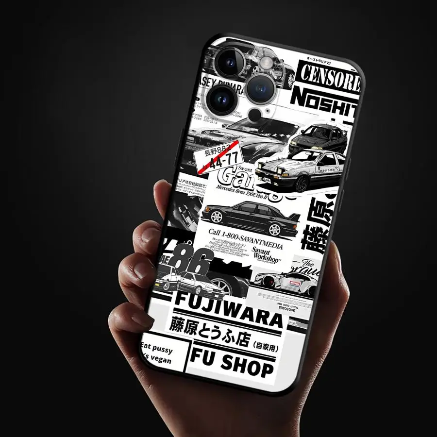 Anime Initial D Matte Black Soft Phone Case