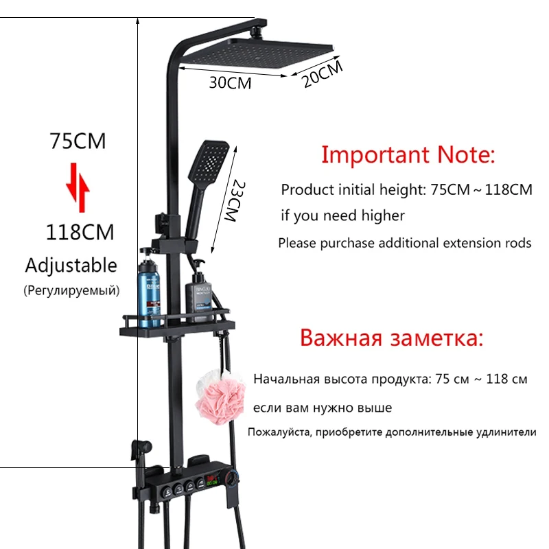 OXG Thermostatic Shower Faucet Bathroom Faucet Set Digital Display Shower System Rainfall Shower Set Modern For Bathroom bathroom faucet,bathroom shower faucet set