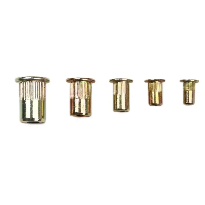 M3 M4 M5 M6 M8 M10 Zinc Plated Knurled Nuts Rivnut Flat Head Threaded Rivet Insert Nutsert Cap Rivet Nuts 10/20Pcs