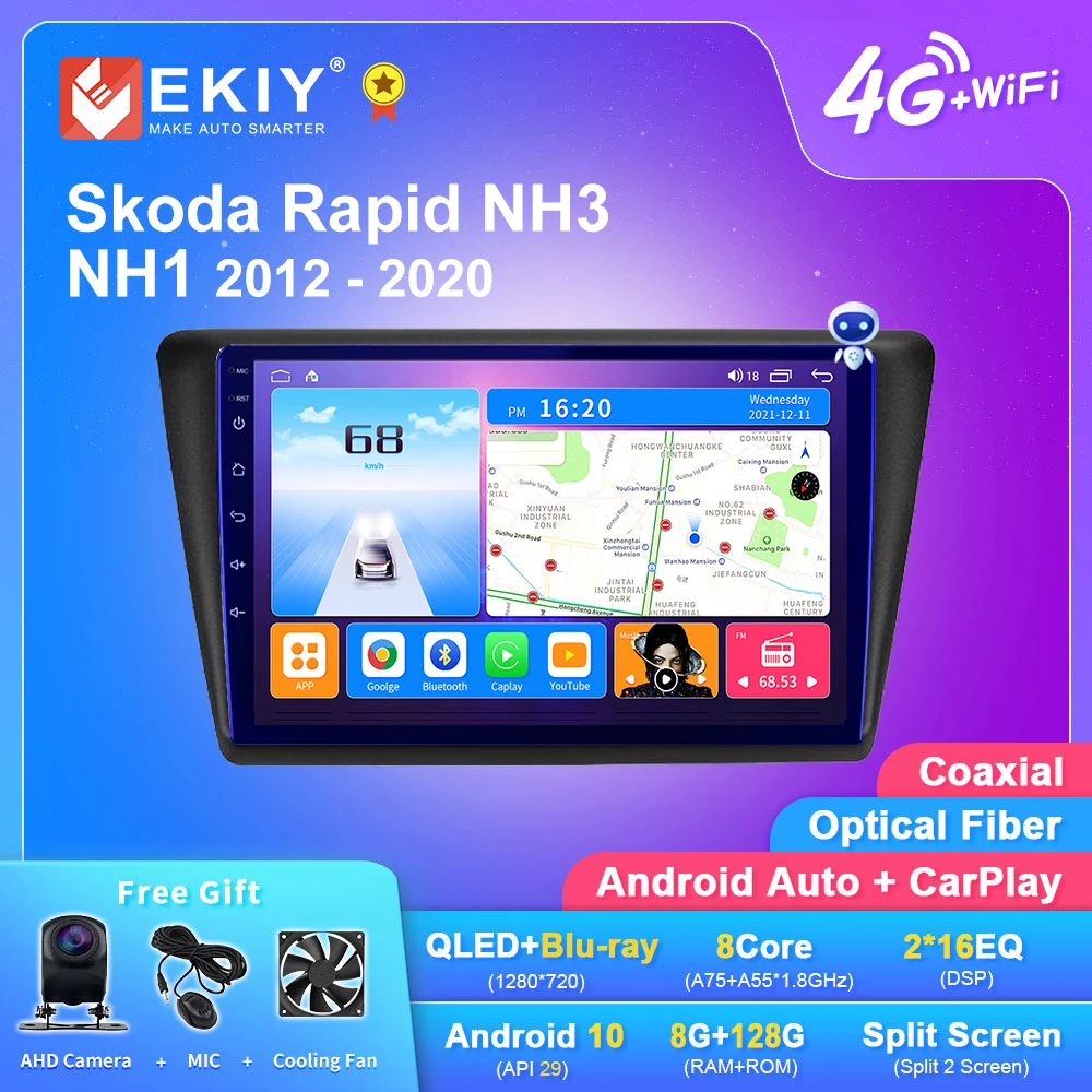 Ekiy T7 Qled Dsp Android Auto Radio For Skoda Rapid Nh3 Nh1 2012 2020