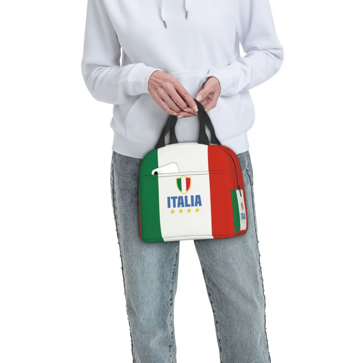 Flag Of Italy Lunch Bag Italian Patriotic Resuable Cooler Thermal Insulated Lunch Box for Work School Picnic Food Bags