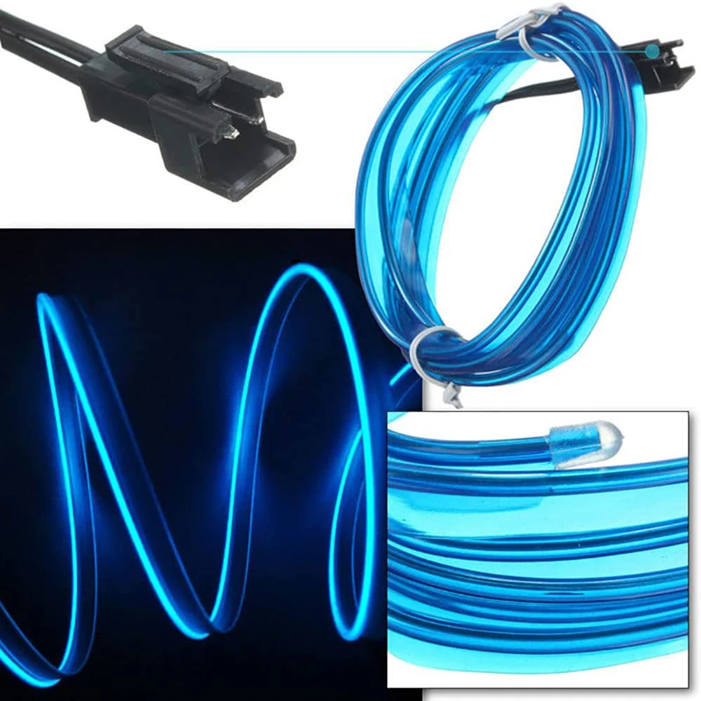 Luyoo 5IN1 neonové LED auto vnitřní okolní lehký USB cigareta EL kabeláž pružné LED svléknout se atmosféra dekorační lampa pro auto