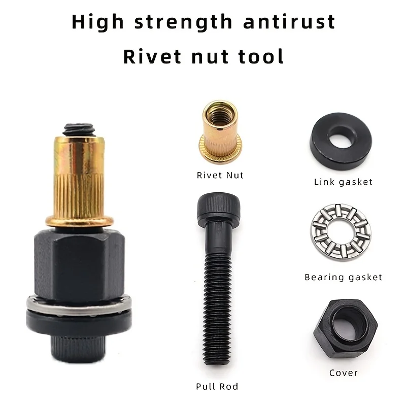 Hand Rivet Nut Gun Head Nuts Adapter Tool Riveter Tool Accessory For Nuts M3 M4 M5 M6 M8 M10 M12 1pcs
