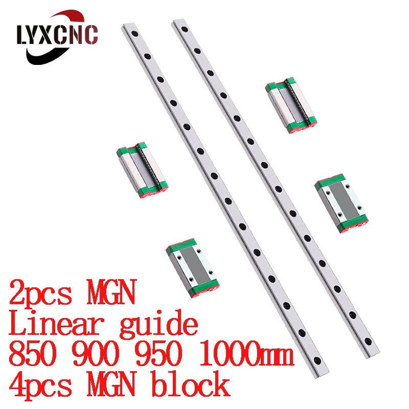 

2PC Linear Guide + 4PC MGN Slide Block Rail 850 900 950 1000mm Carriage Model MGN12C MGN12H MGN9C MGN9H MGN15C MGN15H XYZ Axis