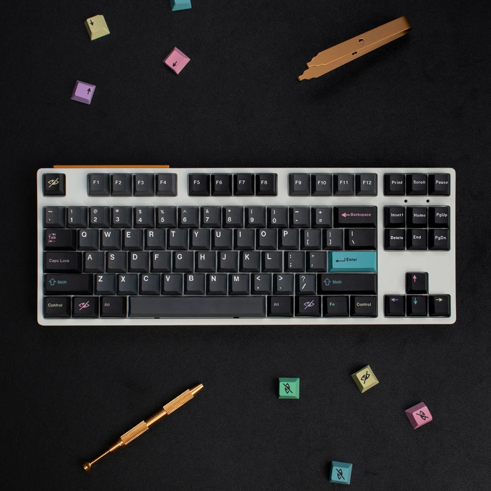 Yongqiu Grande Conjunto Keycaps Corante-sub Gmk Clones Eva Striker Bingsu Pbt Keycap Cherry Perfil 2u Shift para Tm680 Mecânico Keyboa - Imagem 3