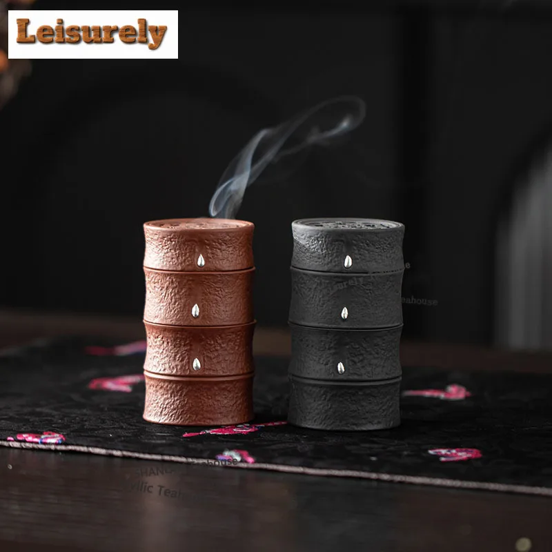 Purple Clay Bamboo Knot Incense Holder Mist Smoking Steamers Incense Burners Aromatherapy Censer Home Accessories Ornaments Gift