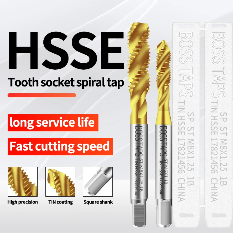 HSSE-M35 JIS Standard Insert Spiral Fluted Tap STI ST M1.4 M1.6 M2 M3 M4 M5 M6 M8 M10 M12 Machine Sc