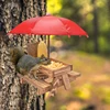 Wooden Squirrel Feeder Bird Squirrel Feeder Creative Pet Dining Table With Bench Hanging Feeding Table Mini Umbrella Ornament 3