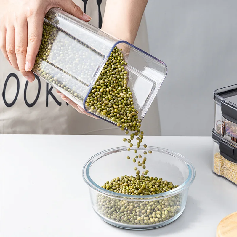 5 Sizes Sealed Jar Food Storage Box Transparent Plastic Multigrain Tank Stackable Dried Sealed Storage Jars Kitchen Organizer 3