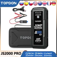 TOPDON JS2000PRO 2500A Jump Starter 12V Power Bank Car Starting Device 16000Mah For 8.0L/6.0L Emergency Car Battery Jump Starter