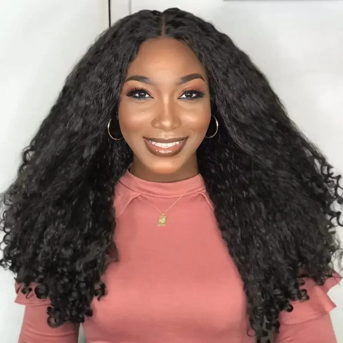 Afro Kinky Straight V Part Wigs with Bouncy Curls Short Synthetic Glueless Wigs for Black Women No Leave Out Clip in Half Wigs 6