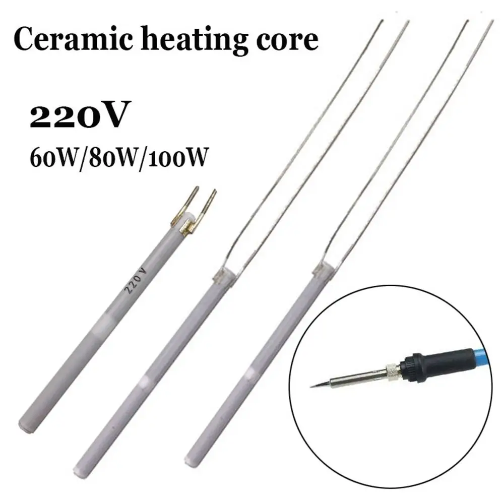 1/2PCS Adjustable Temperature Electric Soldering Iron Heater 220V 80W 60W 100W Short /Long Wire Ceramic Internal Heating Element