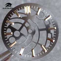 MATELION Black Silver 29mm Skeleton Hollow Watch Dial (Grey)