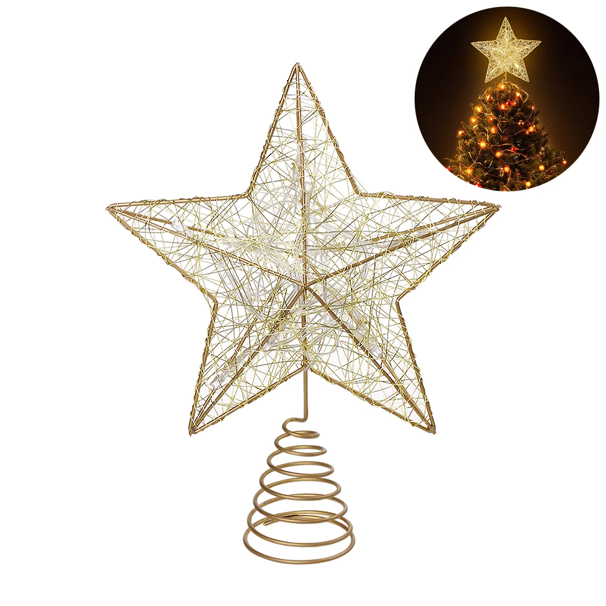 

Топпер в виде дерева, звезда, Рождественский Декор, праздничные украшения, сказочные украшения, рождественские сверкающие блестящие домашние украшения в виде верхушки, праздничные металлические огни