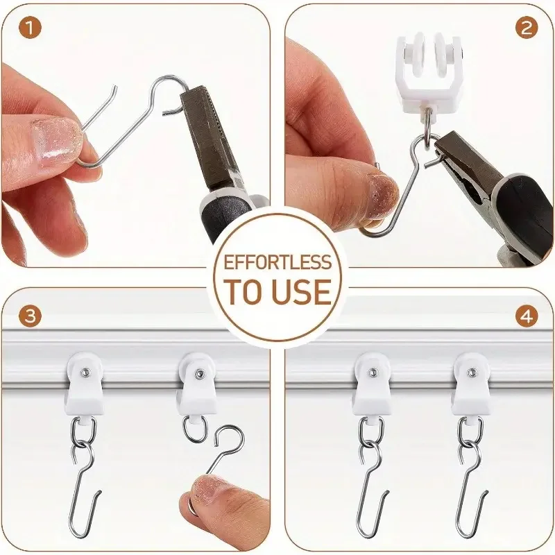 Curtain Track Roller S Shaped Hooks 50pcs Accessories