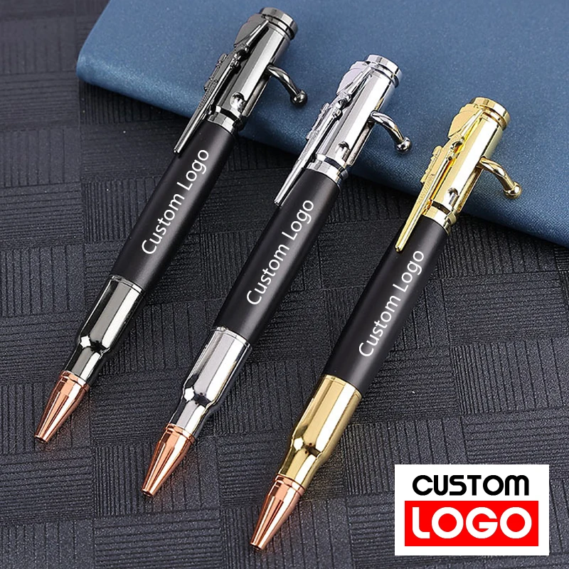 Bolt Action Pen Logo Personalizzato Penna Tascabile A Sfera Penna Aziendale Retrattile Firma School Office Home Lettering Nome Inciso
