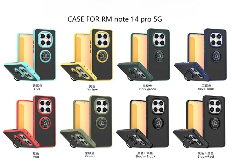 Enhanced Shockproof Armor Case with Matte Hard PC Back and Ring Stand Holder